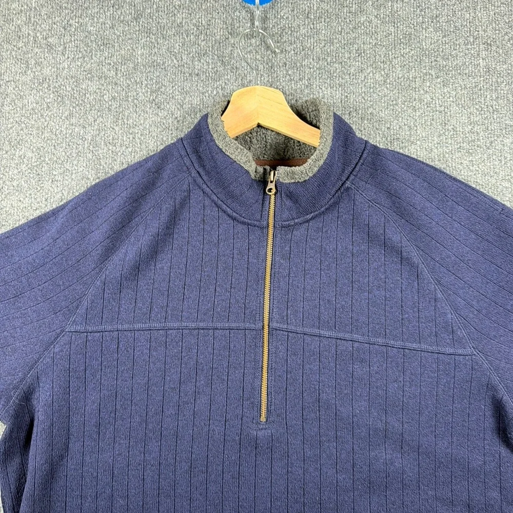REI Fleece Pullover Mens XL Navy Blue Ribbed Quarter Zip Fall 2013